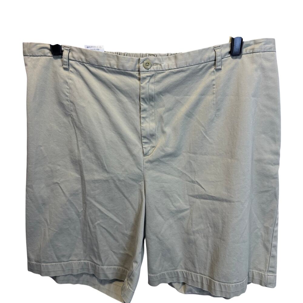 Lands' End Tan Stretch Cotton Chino Shorts Womens 18W Plus Size Coastal Grandma